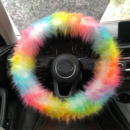 Faux fox fur steering wheel cover